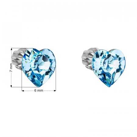 Strieborné náušnice pecka s kryštálmi Swarovski modré srdce 31139.3 Aqua