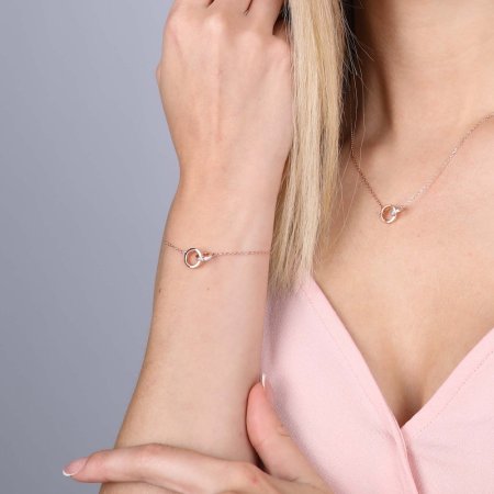 Pozlacený stříbrný ROSE náramek kroužky se zirkony 13032.1 crystal