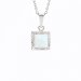 Strieborný náhrdelník s bielym opálom a kryštálmi Swarovski Elements štvorec White Opal