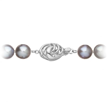 Perlový náhrdelník z riečnych perál so zapínaním z bieleho 14 karátového zlata 822028.3/9265B grey