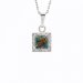 Strieborný náhrdelník so zeleno menivým opálom a kryštálmi Swarovski Elements štvorec Vitrail Medium Opal