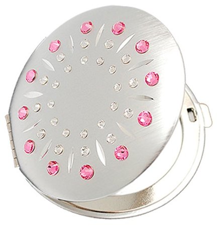 Kosmetické kapesní zrcátko se Swarovski Elements sun light rose EL-01.11