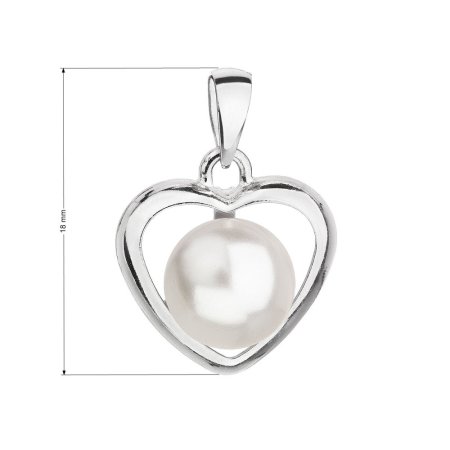 Strieborný prívesok s bielou perlou srdca 34246.1 White