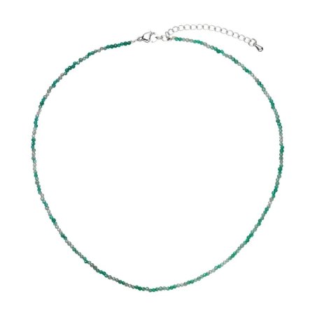 Náhrdelník so zelenými syntetickými kameňmi 42012.3 oceľ