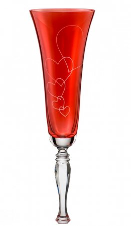 Červené sklenice na sekt srdce Love 180 ml