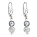 Strieborné náušnice visiace s krištáľmi Preciosa šedé okrúhle 31244.3 Grey