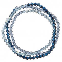 Náramok modrý sa Swarovski Elements trojitý 33081.5 Metalic Denim