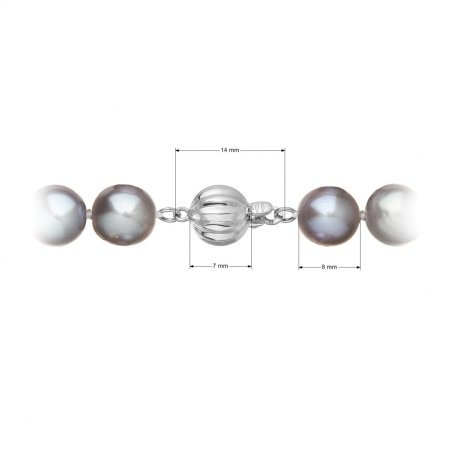 Perlový náhrdelník z riečnych perál so zapínaním z bieleho 14 karátového zlata 822028.3/9272B grey