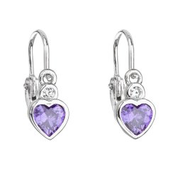 Strieborné detské náušnice visiace so zirkónom fialovej srdca 11178.3 Violet
