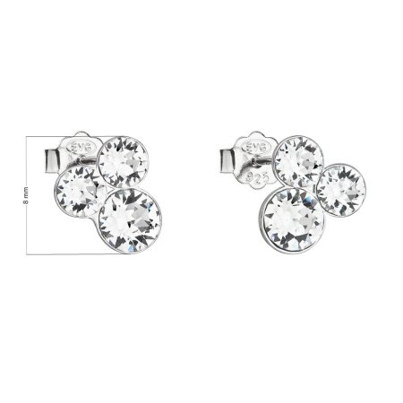 Strieborné náušnice pecka s kryštálmi Swarovski biele okrúhle 31272.1 Krystal
