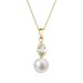 Zlatý 14 karátový náhrdelník žluté zlato s bílou říční perlou a zirkony 92PZ00048