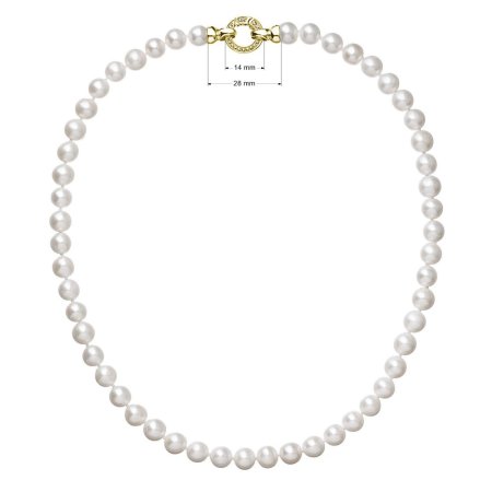 Perlový náhrdelník z pravých říčních perel bílý 22003.1 Au plating