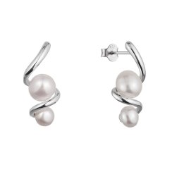 Strieborné náušnice špirála s dvoma riečnymi perlami 21109.1