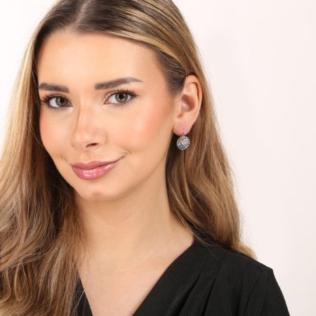 Strieborné náušnice visiace s kryštálmi Swarovski mix farieb mesačné okrúhle 31176.3 moonlight