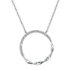 Strieborný náhrdelník krúžok so zirkónmi 12110.1