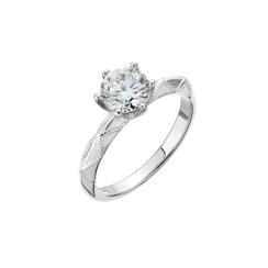 Stříbrný prsten MIA s ornamentem 15M00005 moissanite