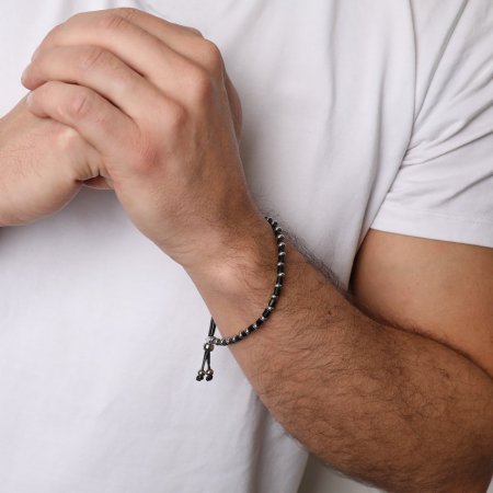 Náramek pánský kombinace dřeva a oceli 43054.3 černý