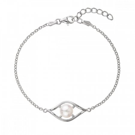 Perlový náramok s pravou riečnou perlou v lístočku biely 23017.1
