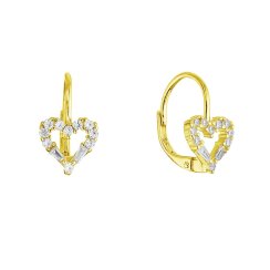 Pozlacené stříbrné náušnice srdce 11717.1
