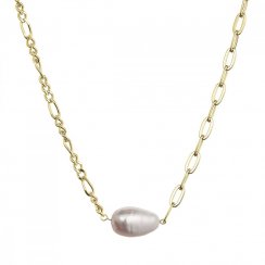 Pozlátený strieborný náhrdelník s riečnou oválnou perlou 22049.1