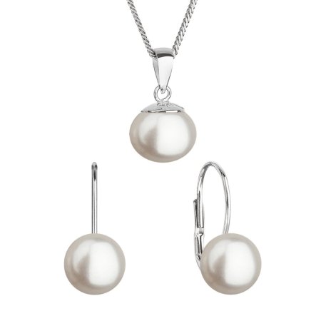 Perlová súprava s bielou riečnou perlou 29081.1