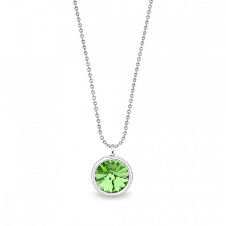 Stříbrný náhrdelník zelený se Swarovski Elements Birthday Stone NB1122SS29PE Peridot