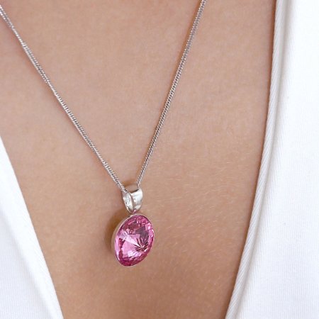 Strieborný prívesok s kryštálom Swarovski ružový ovál 34245.3 Rose