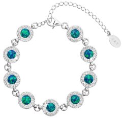 Strieborný náramok so syntetickým opálom a s krištáľmi Preciosa zelený 33105.1 Green s. Opal