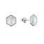 Strieborné náušnice hexagón s bielou perleťou 11689.1