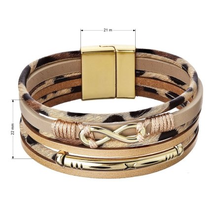 Náramok textilný široký s ozdobou infinity 53011.3 beige