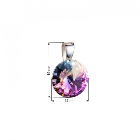 Stříbrný přívěsek s krystaly Swarovski fialový kulatý-rivoli 34112.5 Vitrail Light