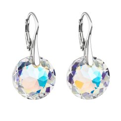 Stříbrné náušnice visací s krystaly Swarovski ab efekt kulaté 31296.2 AB