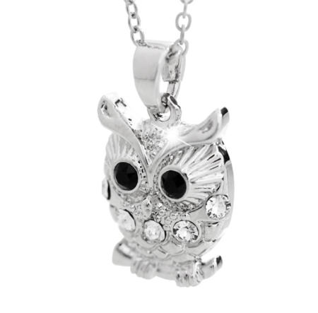 Náhrdelník číry sova s ​​kryštálmi Swarovski Elements Kryštál