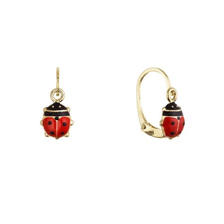 Zlaté 14 karátové detské náušnice lienky 91A00072