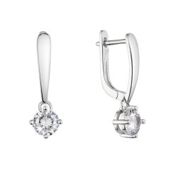 Stříbrné náušnice visící s houpajícím se zirkonem bílé 11452.1