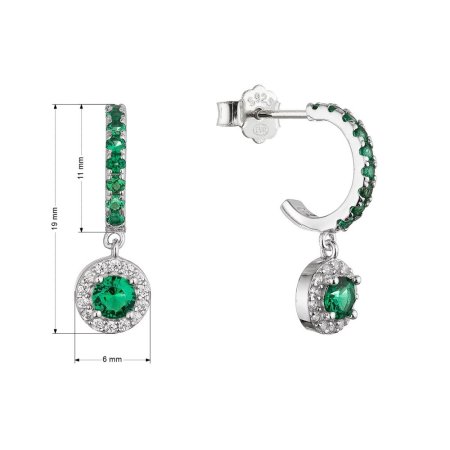 Strieborné náušnice so zelenými zirkónmi 11794.3 emerald