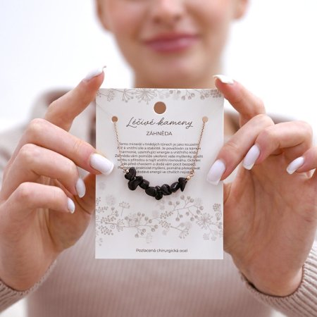 Náhrdelník s kouřovým křemenem 42037.3 ocel růžová