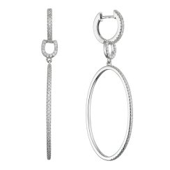 Stříbrné dlouhé oválné náušnice 11608.1