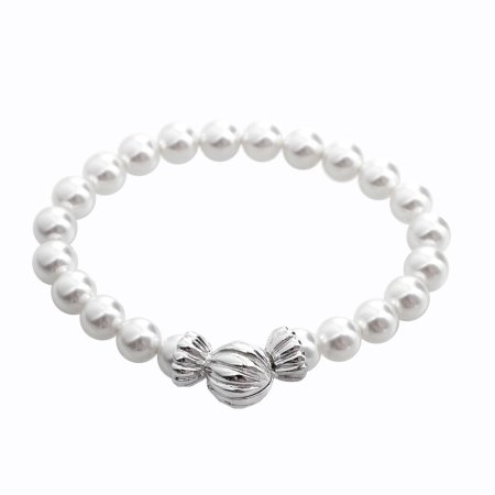 Náramok z bielych perál Swarovski Elements