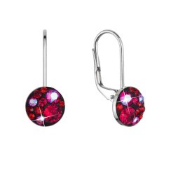 Strieborné náušnice visiace s kryštálmi Swarovski červené malé 31321.3 cherry