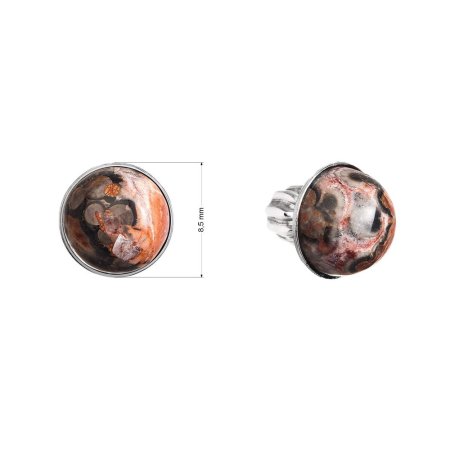 Strieborné náušnice kôstky s pravými minerálnymi kameňmi okrúhle 11491.3 Jaspis Leopard Skin