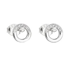Strieborné náušnice pecka so zirkónom biele okrúhle 11016.1