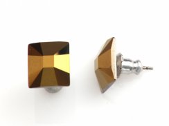 Náušnice so Swarovski Elements štvorec Gold 10 mm