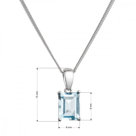 Stříbrný náhrdelník s pravým minerálním kamenem modrý 12092.3 sky topaz