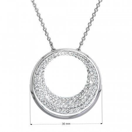 Strieborný náhrdelník s krištáľmi Preciosa biely 32026.1 Kryštál