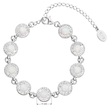 Stříbrný náramek se syntetickým opálem a s křišťály Preciosa bílý 33105.1 White s. Opal