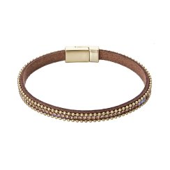 Náramek hnědý textilní s krystaly 53007.3 topaz
