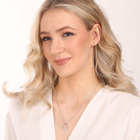 Strieborný náhrdelník srdca s malou bielou riečnou perličkou 22045.1