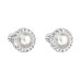Strieborné náušnice pecka s kryštálmi Swarovski a bielou perlou okrúhle 31314.1 White