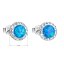 Stříbrné náušnice pecky se syntetickým opálem a křišťály Preciosa modré kulaté 31217.1 Blue s. Opal